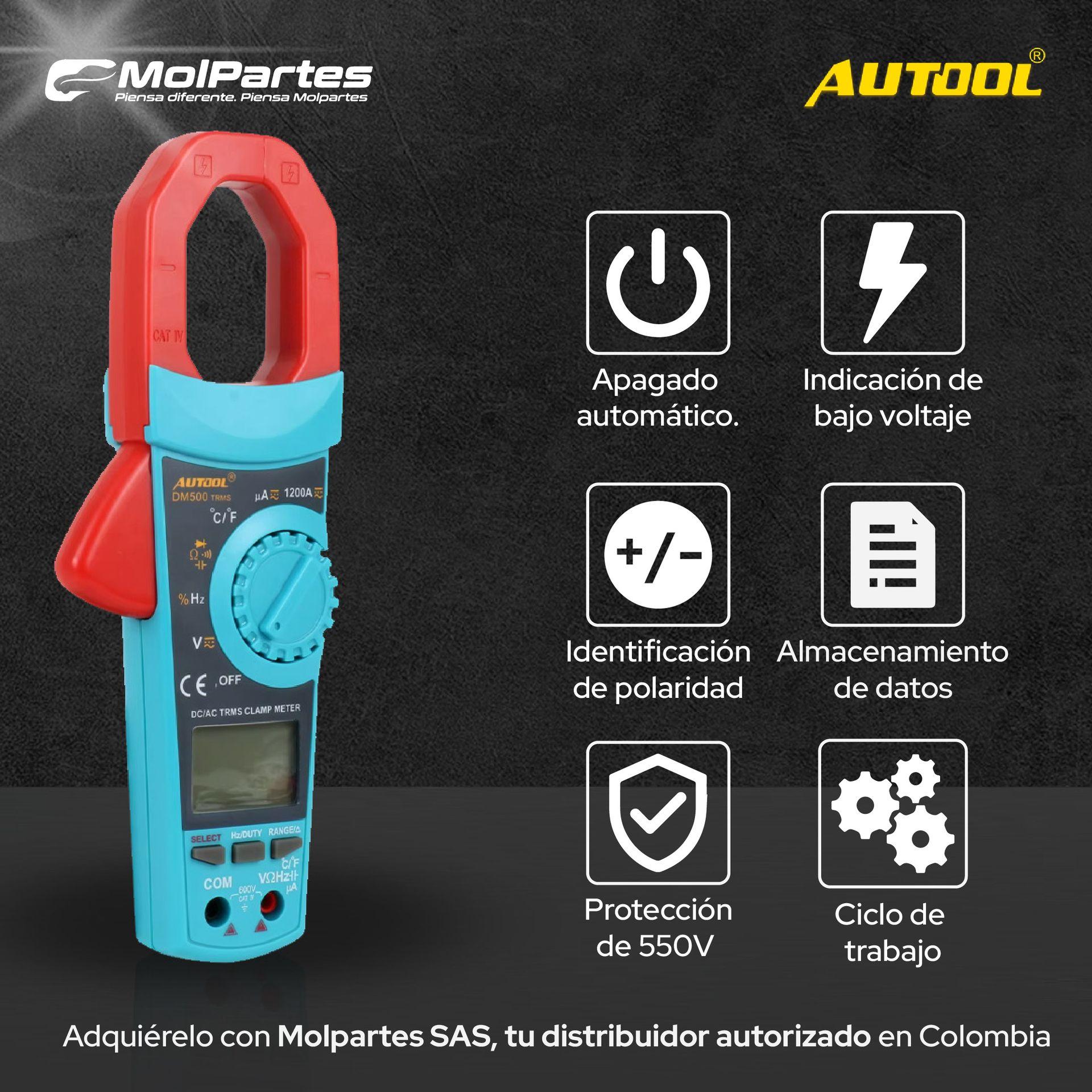 DM500 AUTOOL MULTÍMETRO Y PROBADOR DE RESISTENCIA COLOMBIA