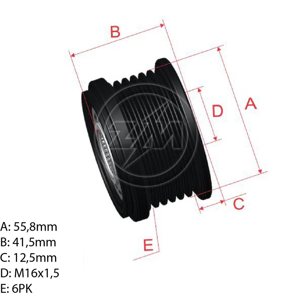 POLEA RUEDA LIBRE AUDI A1 A3 A4 A5 A6 Q3 Q5 PORSCHE SKODA OCTAVIA VOLKSWAGEN AMAROK PASSAT 6C CW TIPO BOSCH (5697)