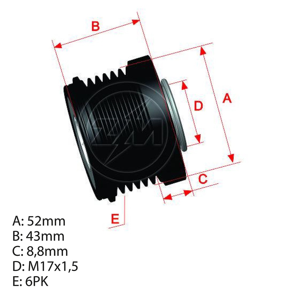[5696.005.86] POLEA CHRYSLER DODGE DURANGO JEEP GRAND CHEROKEE 6C CW TIPO CHRYSLER (5690)