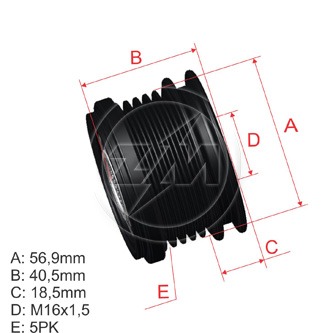 [5696.005.85] POLEA RUEDA LIBRE HYUNDAI I30 1.4-1.6 03-16 IX20 1.4 -1.6 06-11 TUCSON 1.7 06-15 KIA SPORTAGE 1.7 09-15 5C CW (5793)