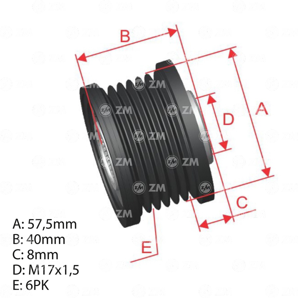 POLEA RUEDA LIBRE JEEP LIBERTY DIESEL CHEROKEE 2.8 WRANGLER 2.8 DODGE 6C CW (5536)