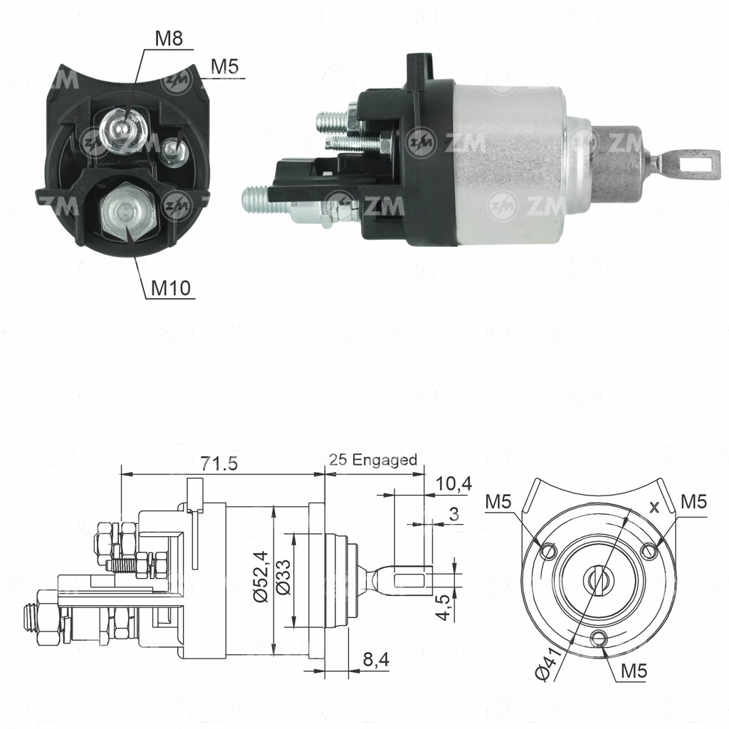 AUTOMATICO MOTOR ARRANQUE JHON DEERE 5045D - 5055E 12V ARRANQUE RE533976- RE544939