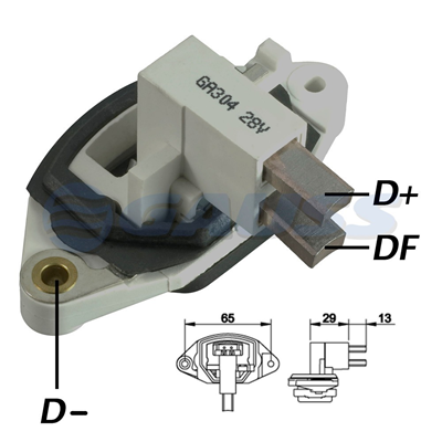 [07GA304] ﻿REGULADOR IVECO SCANIA VOLVO 24 80 CON ESCOBILLAS TIPO BOSCH (GA1989-GA1955)﻿