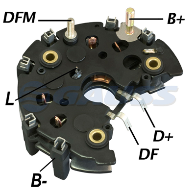 RECTIFICADOR FORD FISTA FESTIVA 2 SALIDAS 90AMP 6X35A AVALANCHE (ZENER) TRIDIODO Y CAPACITOR (GA523) TIPO BOSCH