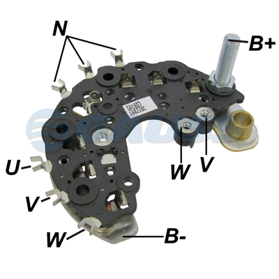 [07GA1807] RECTIFICADOR RENAULT SANDERO CLIO MEGANE KANGOO 85AMP 6X35A AVALANCHE (ZENER) (GA984) TIPO VALEO