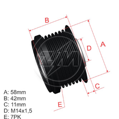 [5696.005.08] POLEA RUEDA LIBRE TOYOTA HILUX FORTUNER HILUX LAND CRUISER VIGO TAHOMA 14X7 274150L010 0210401020 5567