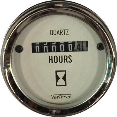 [16040945] HOROMETRO ELECTRICO 12-28V TABLERO BLANCO ARO CROMADO