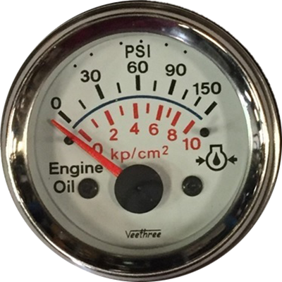 MARCADOR ACEITE ELECTRICO 150PSI 24V TABLERO BLANCO ARO CROMADO