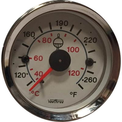 [16057606] MARCADOR TEMPERATURA AGUA MECANICO 200" 5.08M TABLERO BLANCO ARO CROMADO