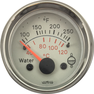 [16277063] MARCADOR TEMPERATURA AGUA ELECTRICO 24V 40Ø-120Ø TABLERO BLANCO ARO CROMADO