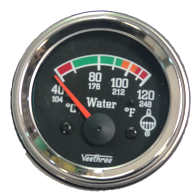[16277328] MARCADOR TEMPERATURA AGUA ELECTRICO 12V 40Ø-120Ø ESCALA COLOR ARO CROMADO