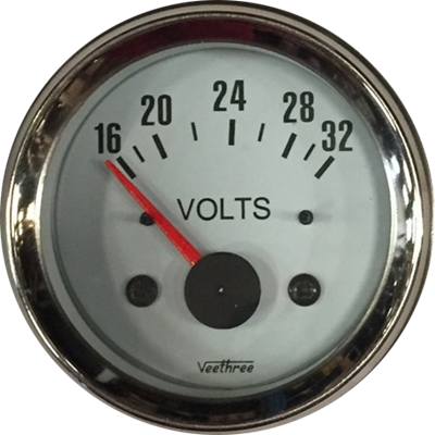 [16227008] VOLTIMETRO 52MM 24V ESCALA 16-32 TABLERO BLANCO ARO CROMADO