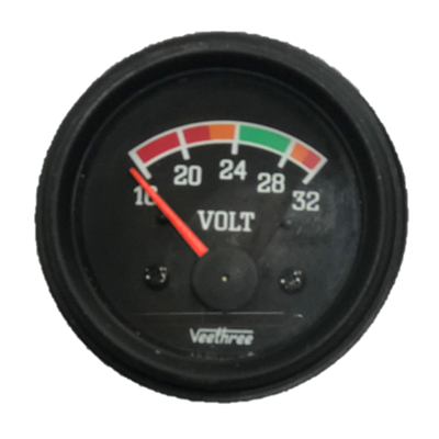 [16227107] VOLTIMETRO 52MM 24V ESCALA 16-32 ESCALA COLOR TABLERO NEGRO ARO NEGRO