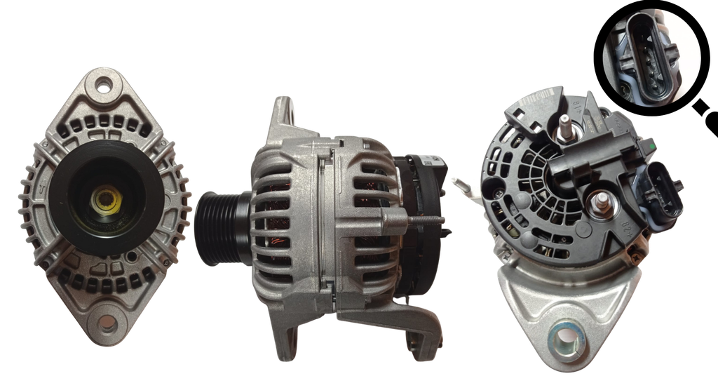 ALTERNADOR VOLVO FH12 /FH13 /FH16 /B12 /B13 /EXCAVADORA EC210 /EC290 /ADAPTACION CHEVROLET FKR /FRR /FHR /HINO BUSETON 24V 110A 5P SEÑAL P-L-IGS-FR 8PK BOSCH