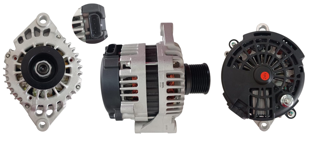 [318600282] ALTERNADOR 13SI CUMMINS QSC 8.3 /PERKINS 1104C /1104D /1106C /1106D /CATERPILLAR  312E /314E MOTORES C4.4 /C7.1 24V 50A SPOOL MOUNT 4P SEÑAL D-D-L-P 7PK DELCO