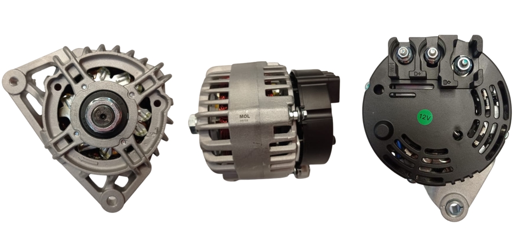 ALTERNADOR JCB 3CX /4CX /530 /540 /PERKINS 1004-4T /1006-60T /1104C-44 /3711HO /CATERPILLAR AP300 12V 90A 2T SEÑAL L-S SIN POLEA MAGNETI MARELLI