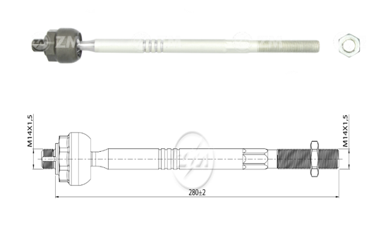 TERMINAL AXIAL FIAT PALIO PALIO WEEKEND 97 SIENA 97 L:280 RC:M14-1 50 RP:M14-1 50 TP: 86N.M MTC:78N.M 