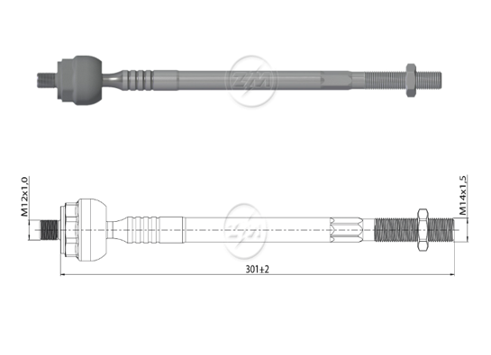 TERMINAL AXIAL RENAULT CLIO II 1998 - 2012 KANGOO NUBIRA L:301RC:M12-1 00RP:M14-1 50TP:51N.MTC86N.M 