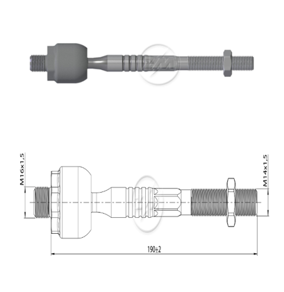 [51ZM-17011058] TERMINAL AXIAL RENAULT LOGAN I 2004 - 2012 SANDERO L:190RC:M16-1 50RP:M14-1 50TP:119N.MTC86N.M 