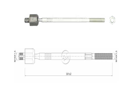 [51ZM-17011207] TERMINAL AXIAL AUDI A3 SEAT LEON ALHAMBRA SKODA OCTAVIA VW VOLKSWAGEN GOLF GOL L:301RC:M16-1 50RP:M14-1 50TP:119N.MTC86N.M