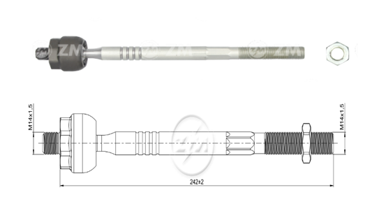 [51ZM-17011463] AXIAL DIRECCION FORD ECOSPORT 2.0 2005-2012 (DIRECCION HIDRAULICA) (CORTO 242 MM) 4X4