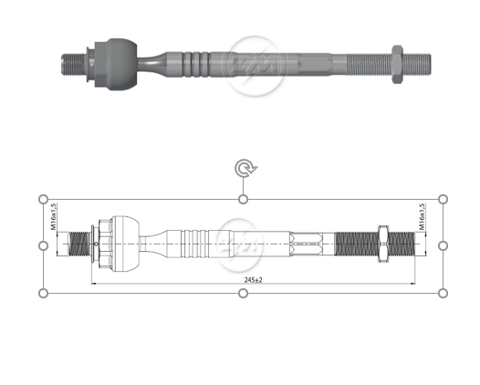 TERMINAL AXIAL HYUNDAI TUCSON - JM 2004 - 2011 JIS SPORTAGE L:245RC:M16-1 50RP:M16-1 50TP:119N.MTC132N.M 
