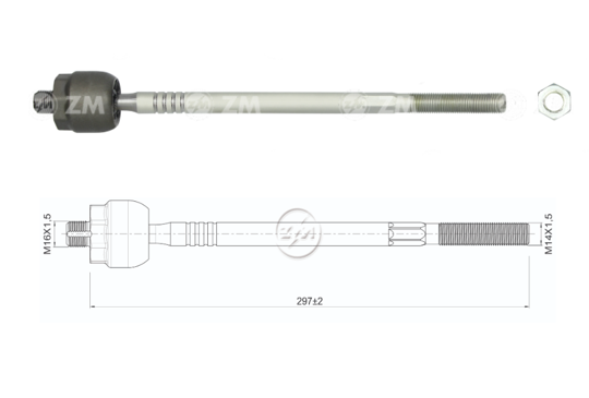 TERMINAL AXIAL NISSAN FRONTIER D40 08 16 NAVARA D23 14- L:297RC:M16-1 50RP:M14-1 50TP:119N.MTC86N.M 
