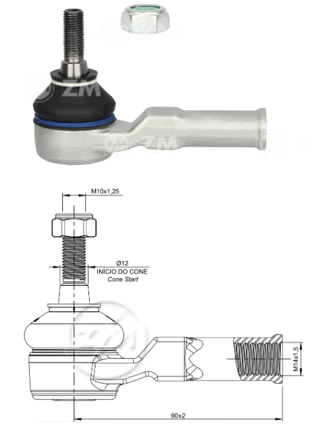 [51ZM-27011050] TERMINAL DIRECCION DER RENAULT TWINGO 1.2 2006-2012 CLIO II 1.4 1.6 2002-2009 SYMBOL 1.4 1.6 2002-2010 CITIUS TAXI 1.6 2006-2009 MEGANE 1.4 1.6 2001-2008