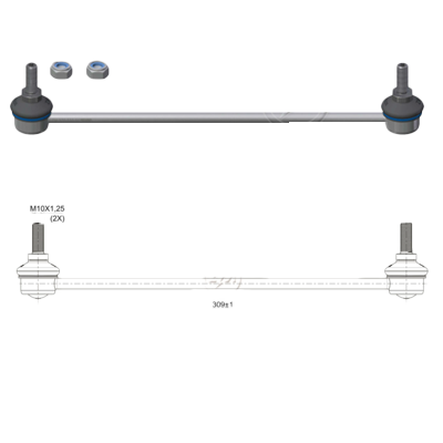 BIELETA BARRA ESTAB. DEL FIAT GRAN SIENA 13 MOBI 17 PALIO 12 UNO 11 L:309 RP:M10-1 25 MTC:48N.M 