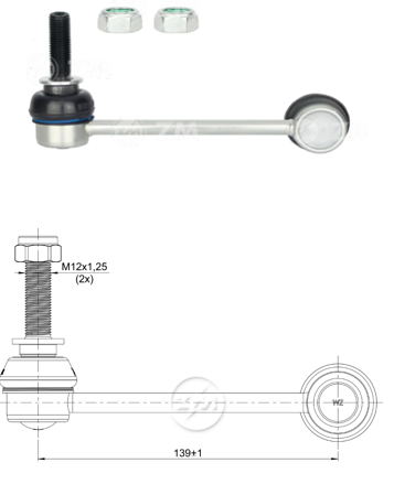 [51ZM-37011706] BIELETA BARRA ESTAB DEL IZQ TOYOTA HILUX VIGO 2.8 3.0 2006-2015 4X4 FORTUNER 2.8 3.0 2008-2016 4X4 HILUX REVO 2.8 2016-2025 FORTUNER SW4 2.8 2017-2025 (L:139) TNK TOL040