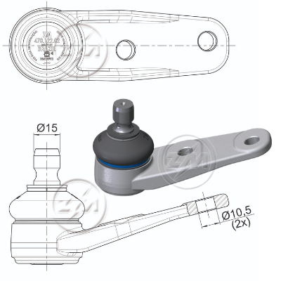 [51ZM-47012202] ROTULA SUSPENSION DER VOLKSWAGEN GOL 1.6 1.8 1982-1993 SAVEIRO 1.6 1.8 1982-1993
