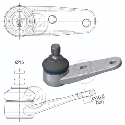 [51ZM-47012302] ROTULA SUSPENSION IZQ VOLKSWAGEN GOL 1.6 1.8 1982-1993 SAVEIRO 1.6 1.8 1982-1993