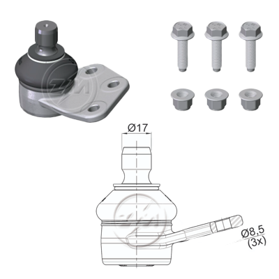 ROTULA INF IZQ FIAT IDEA 07-16 PALIO WEEKEND 09-20 STRADA 09-20 IC:Ø17 0 DM:Ø8 5 ETC:33N.M 