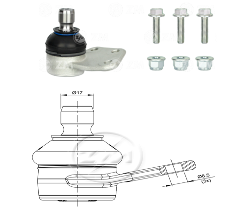 [51ZM-47023101] ROTULA SUSPENSION IZQ FIAT STRADA 1.4 1.6 2011-2018 PALIO 1.4 1.6 WEEKEND 2012-2020 (BASTAGO LISO)