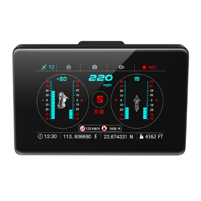 GRABADOR DE CONDUCCION F6 CON GPS, VELOCIDAD, ANGULO DE INCLINACIÓN, CÁMARA DEL Y TRAS CON GRABACIÓN PARA MOTOCICLETA 