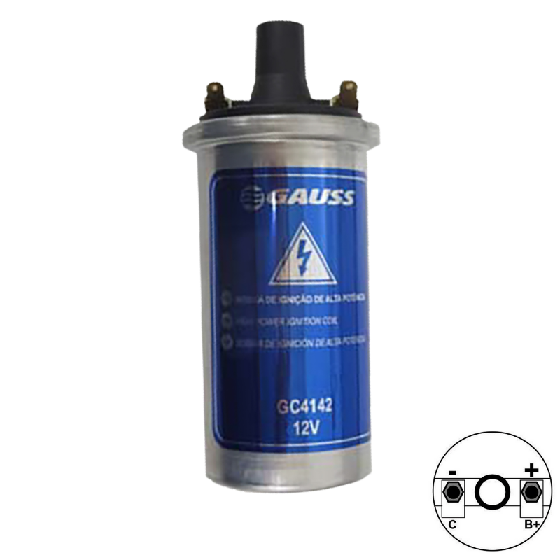 [29GC4142] BOBINA ENCENDIDO PLATINO UNIVERSAL AZUL 2P 4 Y 6 CILINDROS FIAT FIORINO 1.3 CHVR CHEVETTE 1.4 RENAULT R4 6 12 NISSAN PATROL PASSAT 1.5  9220081054