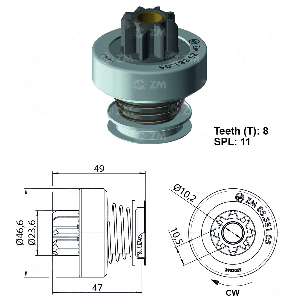[858538105] BENDIX RENAULT LOGAN SANDERO DUSTER 8D PIÑ 23.5MM L47MM