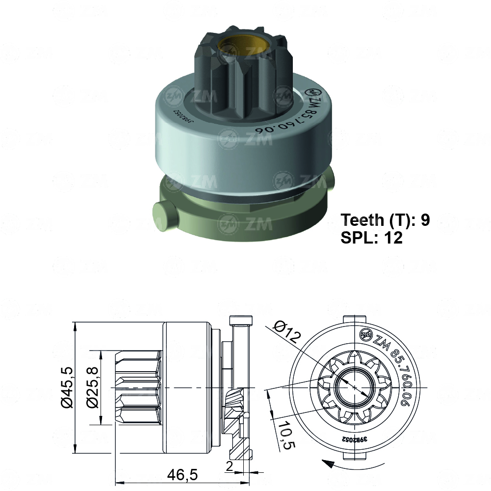 [858576006] BENDIX PEUGEOT RENAULT CLIO 9D PIÑ 25.8MM L4.7 MM