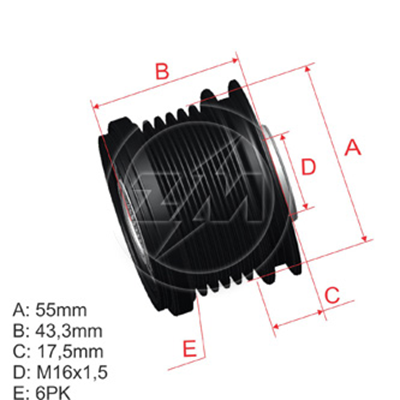 [5696.000.19] POLEA RUEDA LIBRE DACIA DUSTER 1.5 10 LOGAN 04-09 SANDERO 08 NISSAN ALMERA 1.5 03 MICRA 03 TIIDA 1.5 09 RENAULT CLIO KANGOO 5467