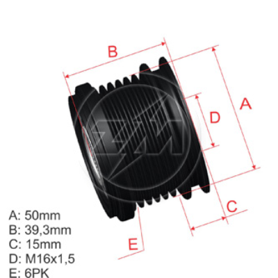 [5696.000.52] POLEA RUEDA LIBRE VW VOLKSWAGEN NEW BEETLE 2.5 5X16 F00M991286 07K903119C VKM03124 96.000.52