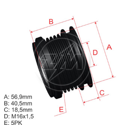 [5696.012.25] POLEA RUEDA LIBRE HYUNDAIACCENT ELANTRA GETZ I10 I20 I30 KIA CERATO PICANTO 1.1 05 SOUL 1.6 8X16 595286 26555507 37322-2A000