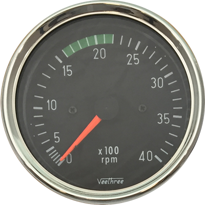 [16030915] TACOMETRO ELECT SEÑAL ALT 0-4000 RPM 12V-24V 80MM CON GRADUACION ARO CROMADO