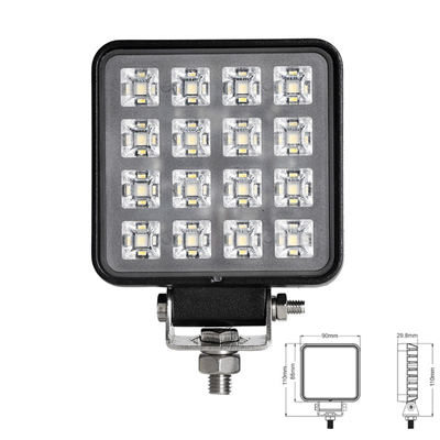 [28GL504] EXPLORADORA LED CUADRADA 1200LUMENS 90MM ALTO 110MM X 29.80MM PROFUNDIDAD 9-32V 16X1W