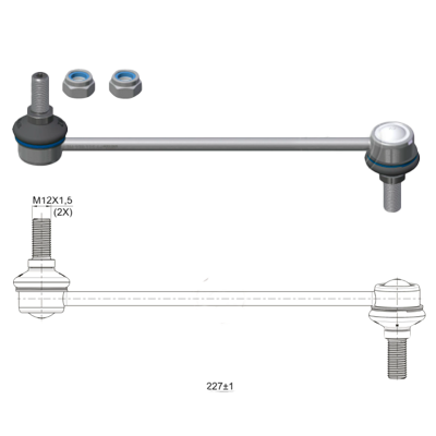 [51ZM-37011564] BIELETA BARRA ESTAB DEL IZQ FORD RANGER 2.2 2.5 3.2 2012-2019 (L:225)
