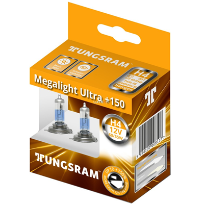 [1550440NXNU] BOMBILLO HALOGENO H4 P43 12V 55/60W FARO MEGALIGHT ULTRA 150% PREMIUM DUOPACK CAJA 1987301136 64193NL-HCB 50440NXNU