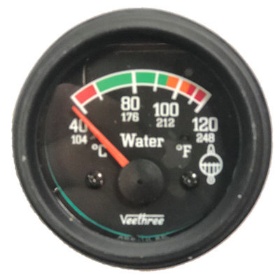 MARCADOR TEMPERATURA AGUA ELECTRICO 12V 40Ø-120Ø ESCALA COLOR ARO CROMADO