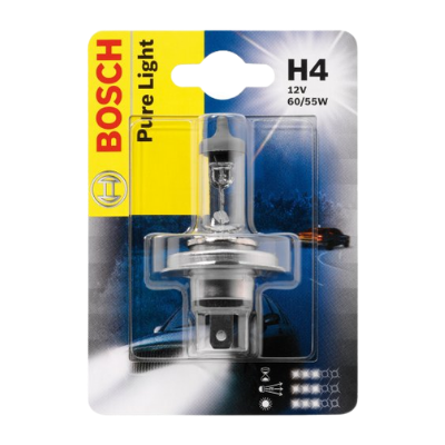 [CB1987301001] BOMBILLO HALOGENO H4 P43 12V 55/60W FARO PURE LIGHT OEM BLISTER X 1 1987302803 64193 50440 GL11 12342