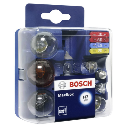 [CB1987301113] KIT MAXI BOX CONTIENE H7 12V P21W + R5W + W5W + T4W + C5W + FUSIBLES 2X10A 1X15A