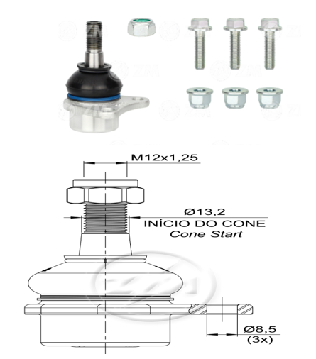 [51ZM-47013003] ROTULA SUSPENSION FIAT PALIO 1.4 1.6 1996-2000 SIENA 1.4 1.6 1996-2000 (BASTAGO ROSCADO)