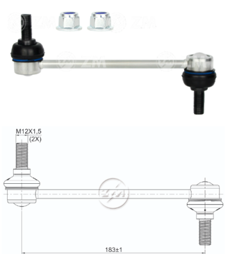 [51ZM-37011041] BIELETA BARRA ESTAB TRAS JEEP FIAT 500 1.4 2012-2016 JEEP RENEGADE 1.8 2.4 2015-2022 COMPASS 2.4 2006-2018 (L:183)